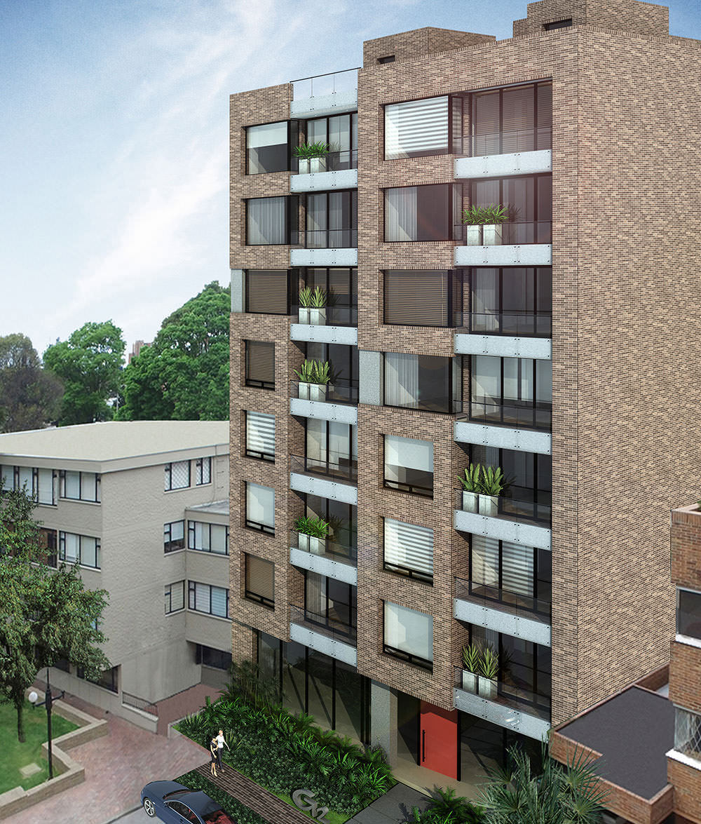 Render Fachada Edificio G2 Vista 1